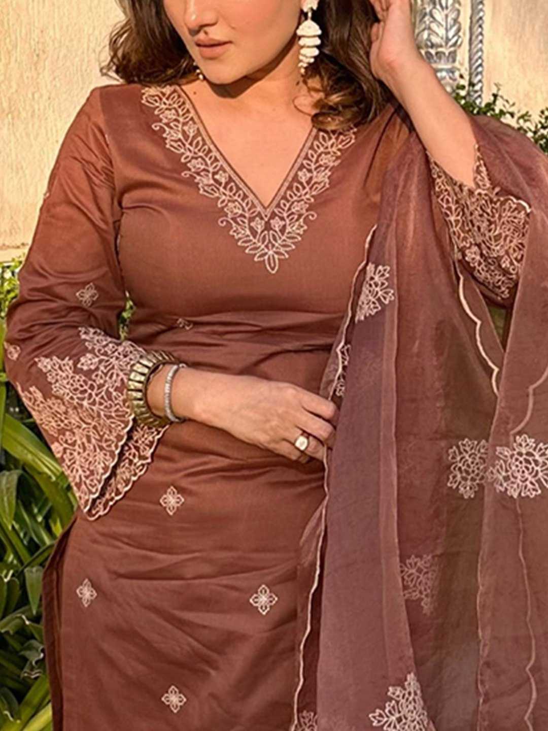 Vichitra Silk  Embroidery Party wear suit